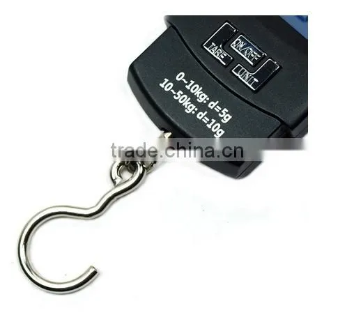 50kg Double Precision Black Electronic Luggage Scale Belt/hook Blue Backlight Lcd photo-5