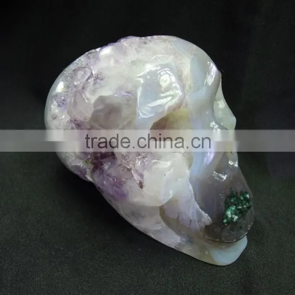 Precious Gemstone Home Decoration Skull Amethyst Skull for Sale With Geode photo-2