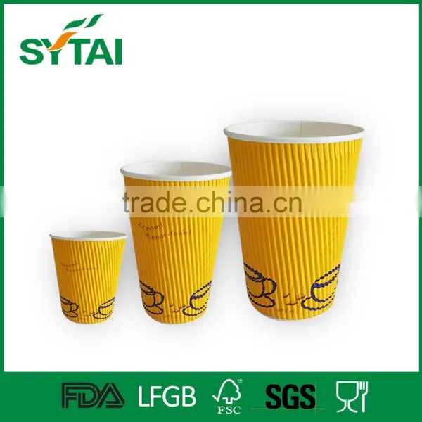 16 oz Ripple Wall Coffee Paper Cup With Black Lid photo-4