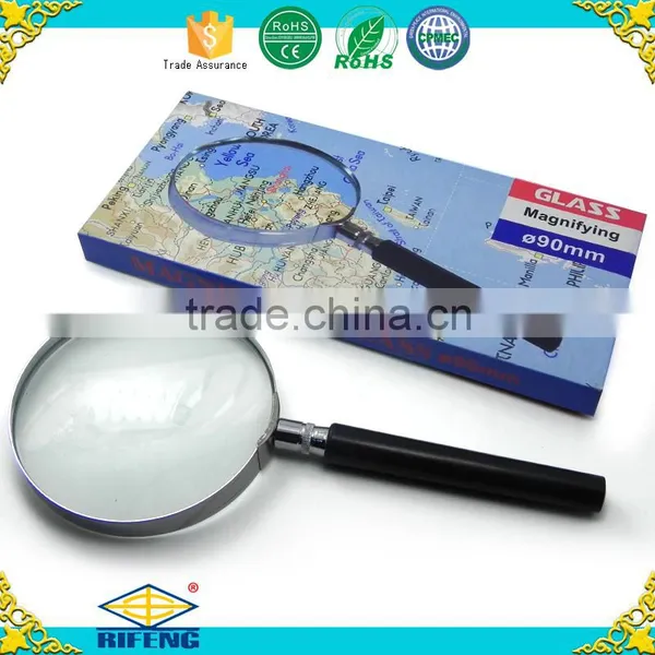 Hot Sale Glass Material 90mm Magnifying Glass:Handheld Metal Magnifier photo-2