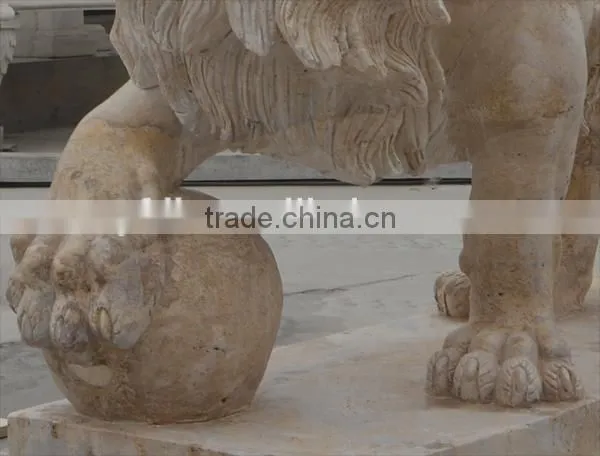 Gate Decoration Yellow Lion Marble Carving photo-5