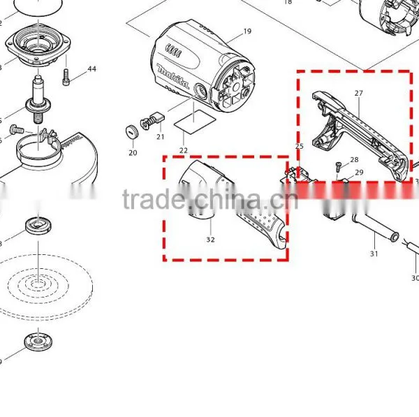 Power Tool Parts 180mm Angle Grinder GA7020 Spare Parts Handle Set Left Right Handle photo-2