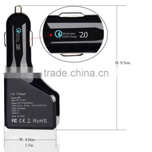 NEW 4 USB Quick Charge 2.0 Car Charger Travel Charger, Intelligent Car Charging, BLACK photo-3