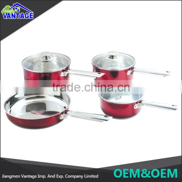 Wholesale High Quality 7pcs Mirror Polish Non-stick Stainless Steel Cookware With Glass Lid photo-2