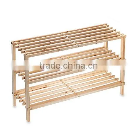 Natural Cheap Unfinished Wooden Shoe Rack Good Distributor