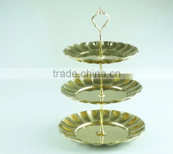 Stainless Steel Metal Flower Plate Salver Metal Decoration With 3 Layer photo-5