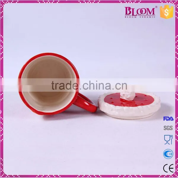 Christmas Gift Red Ceramic Sublimation Mug With Lid photo-5