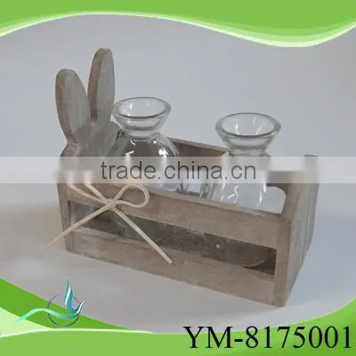 Wooden Rabbit Decoration Candle Holder Decoration for Christmas Day