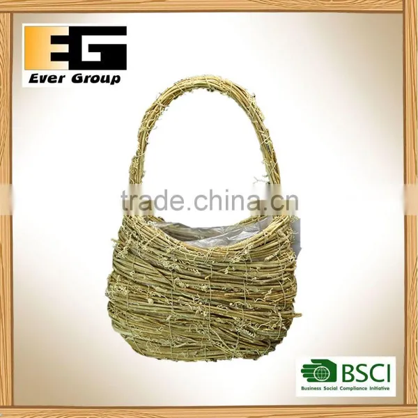 Exquisite Natural Rattan Basket With Handle for Garden Planter photo-2
