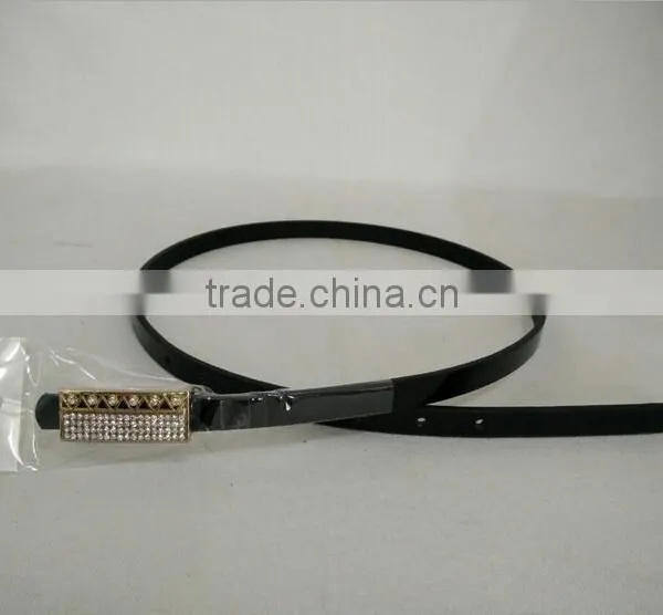 Wholesale Colourful Rhinestone Paved Alloy Buckle Sex Women Lady Thin PU Waist Belt photo-5
