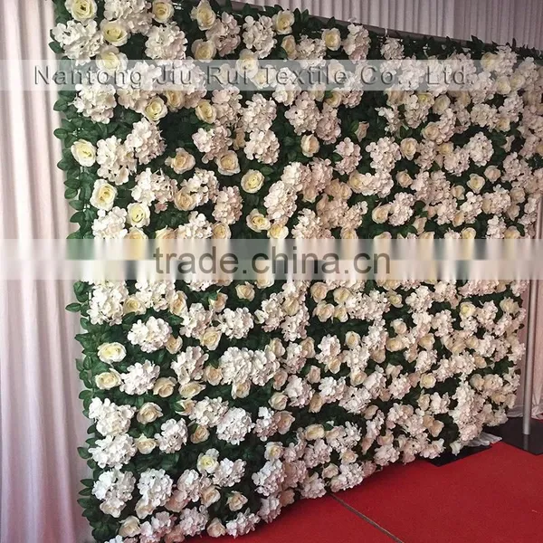 New Design Charming Cream White Flower Green Leaves Flower Wall Backdrop Decorative Flowers photo-3
