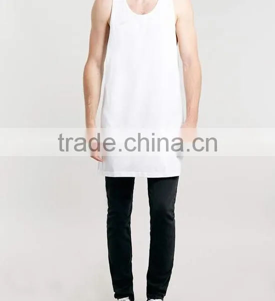 Custom 100% Cotton White Color Men Long Tank Top photo-4