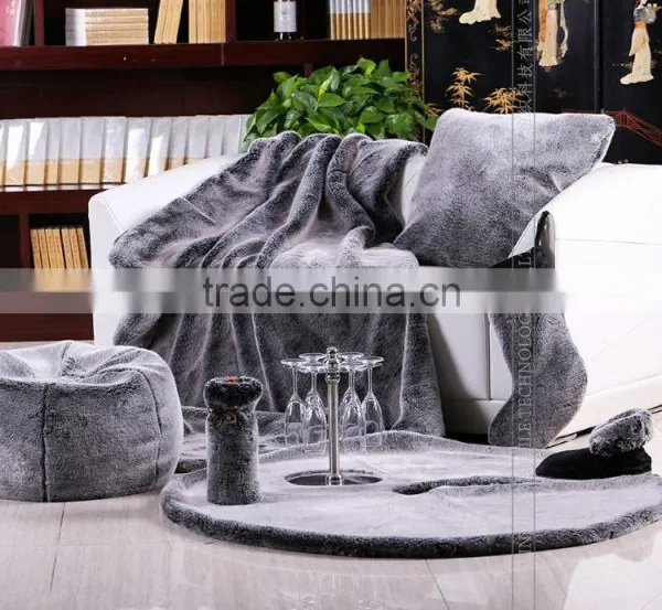 Heavy Weight Thick Warm 100% Polyester Rabbit Fur Blanket Tip Dye photo-2