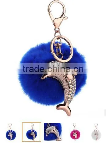 2017 New Design Animal Fur Pom Pom Keychain Wholesale Fur Ball Animal Keychain Hot Selling Fur Ball Woman Bag Charms photo-6