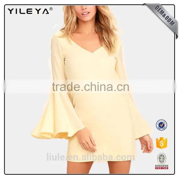 New Lastest Design Ladies Dress Long Sleeve Vintage v Neck Sleeve Autumn Dress Casual Dress photo-2