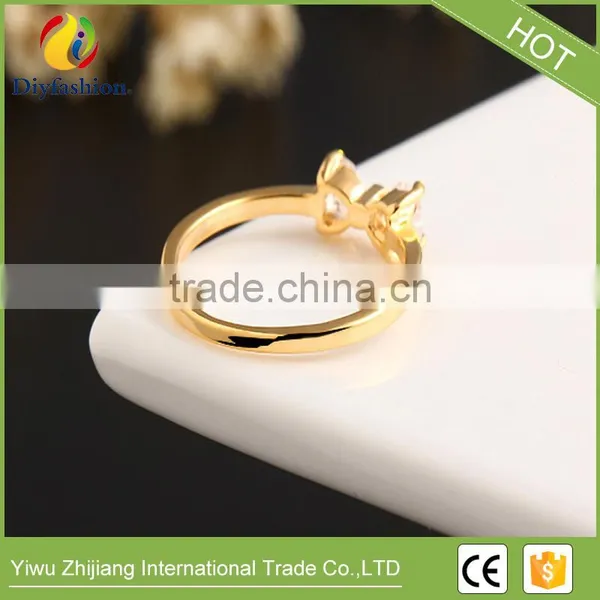 Wholesale Hot Gold Bowknot Ring Wedding Zircon Rings Women Jewelry photo-4