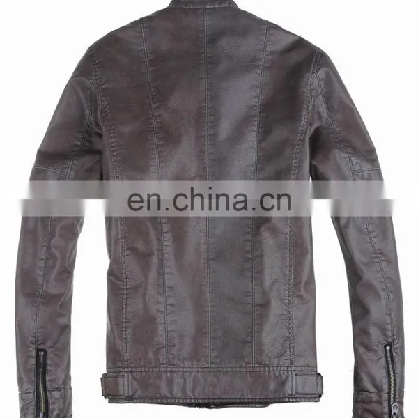 2015 Last Fashion Mens Hot Selling Handsome Spring Slim Leather Coat photo-3