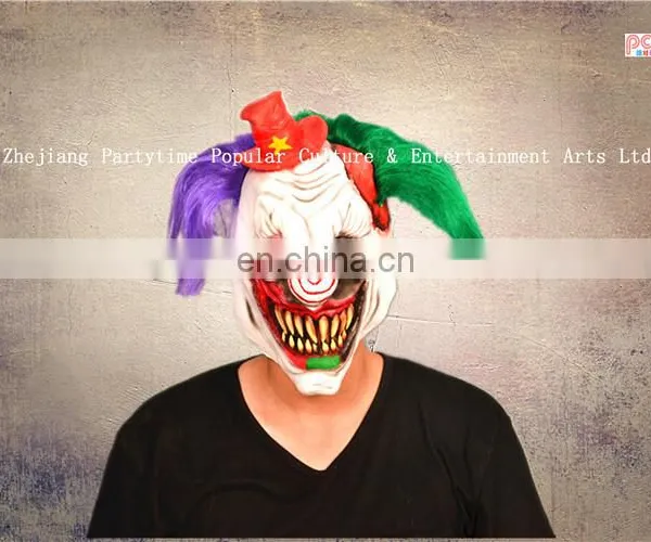Carnival Halloween Party Red Hair Clown Joker Latex Full Head Mask photo-3