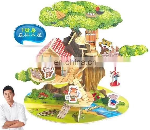 DIY Wood House DIY Toy Children Making Wood Material House Have ASTM EN71 EN62115 Test Paper photo-3