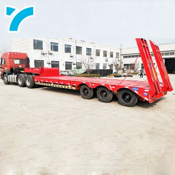 Made in China Gooseneck Low Platform Semi Low Flatbed Trailer Lowbed Truck Trailer for Sale