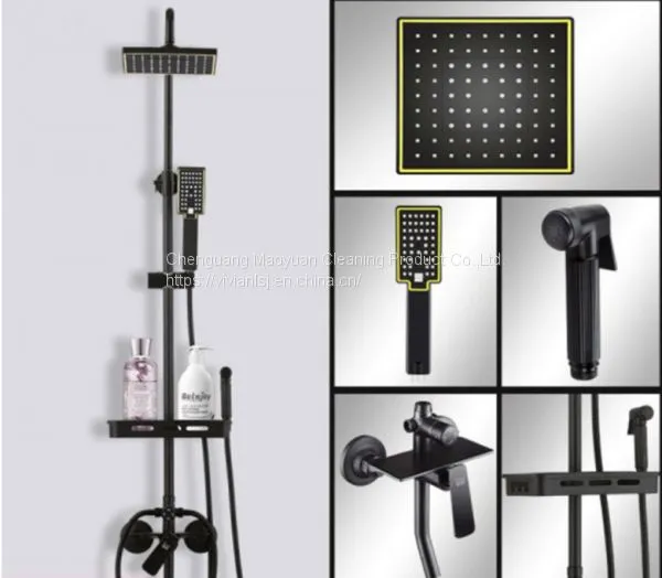 Black Color Big Rainfall Shower Set Woman Shower Sprayer Bathroom Head Shower photo-2