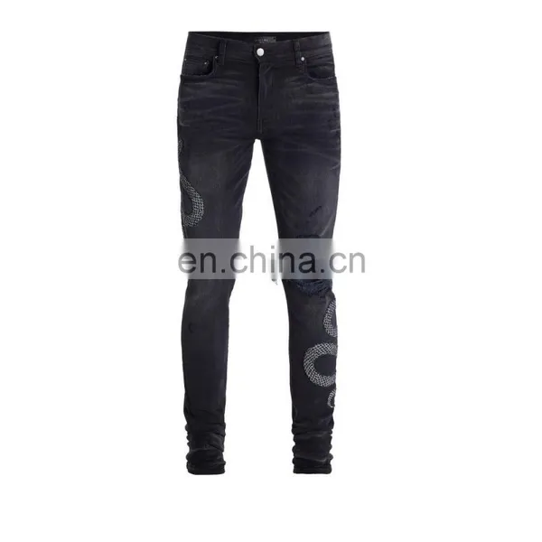 DiZNEW STRIPED MENS DENIM CUSTOM LOGO PANTS JEANS FOR MEN photo-2