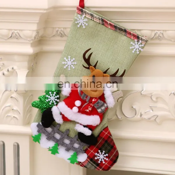 2020 Amazon Hot Sale Snowman Santa Christmas Sock Gift Bags