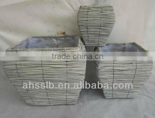 2014 Grey Woven Willow Garden Decoration Flowerpots photo-2
