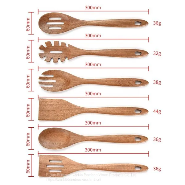 Bamboo Wood Cooking Tools Acacia Wood Kitchen Spatula Cook Spoons Wholesale photo-2