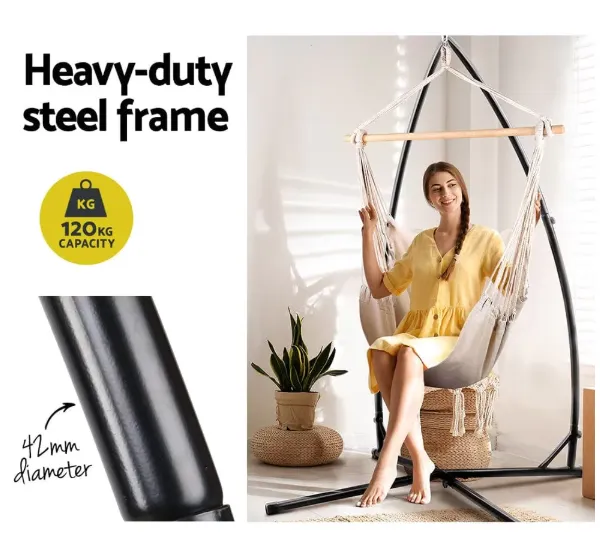 Black Color Strong and Durable Single Hanging Swing Chair With Stand photo-4