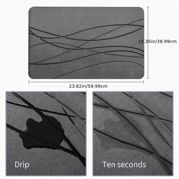 60x39cm Custom Engraving Diatomite Stone Bath Mat Manufacturer photo-2