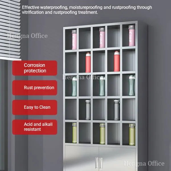 Durable Stainless Steel Water Bottle Cabinet - 50 Compartment Lockable Storage for Commercial Spaces photo-5