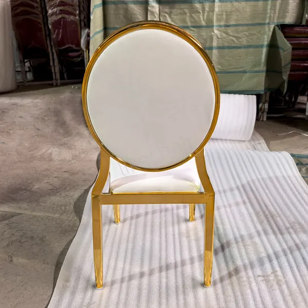 Modern Iron Banquet Party Event Wedding Furniture Rental Fancy Gold Hotel Round Back Stackable Dining Chair Cheap Price photo-4