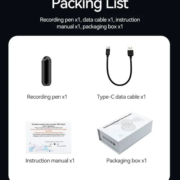 Mini Voice Recorder With Type-C WAV/MP3 Support 50H Recording Time Lanyard Hole Design for Meetings & Interviews photo-5
