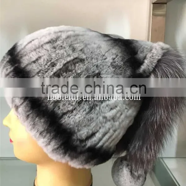 Rex Rabbit With Fox Fur Pompom Hat photo-2