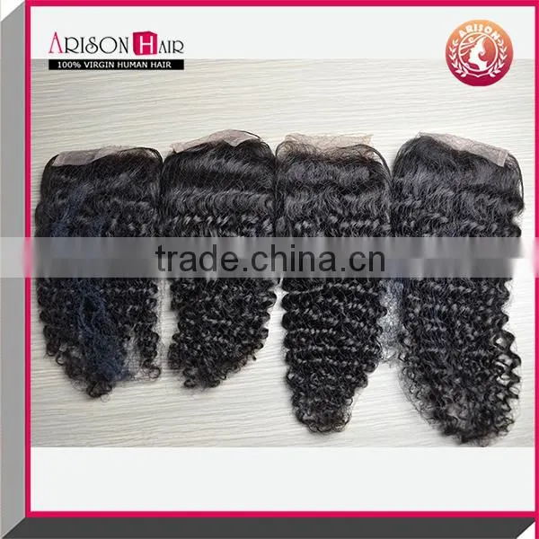 7a Grade Brazilian Hair Wholesale Kinky Curl Hair Lace Closure With 4*4 Bleached Knots photo-6