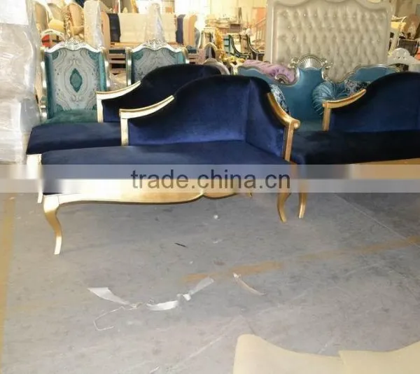 Royalblue Velvet Gold Frame Lounge Chaise XY2869A photo-5