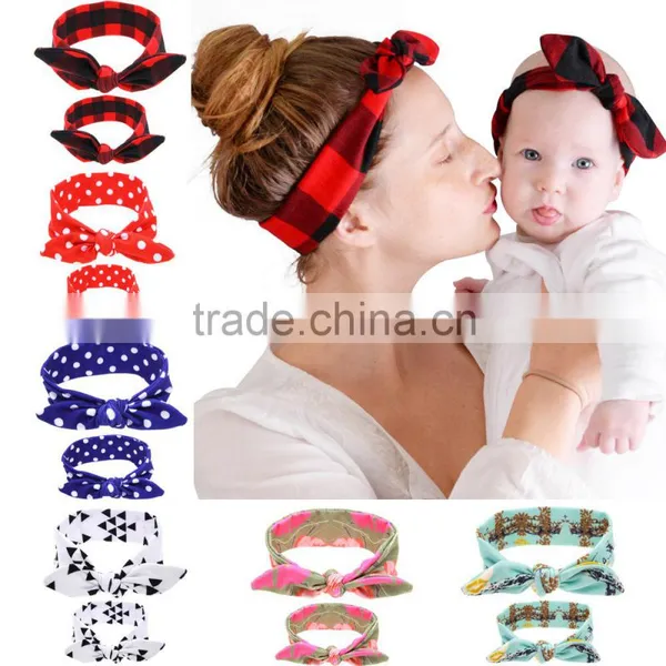 Hot-sale Mommy Baby Knotted Turban Headband Head Wraps Mommy and Baby Headbands for Hair Accessories Polka Dot Headwear Wh-1737