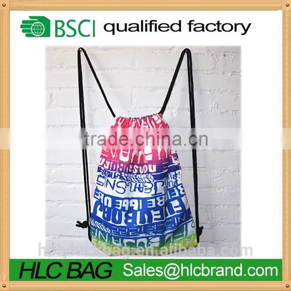 Fashion Heat Transfer Print Rainbow Drawstring Bag Reusable Rucksack photo-3