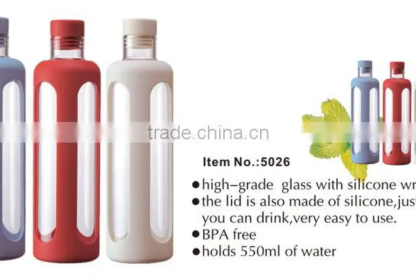 Practical Sweat-Proof Glass Water Bottle With Silicone Sleeve photo-2