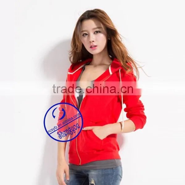 Custom Women's Fleece Zipper-up Hoodies Sweatshirts Manufactures in China photo-4