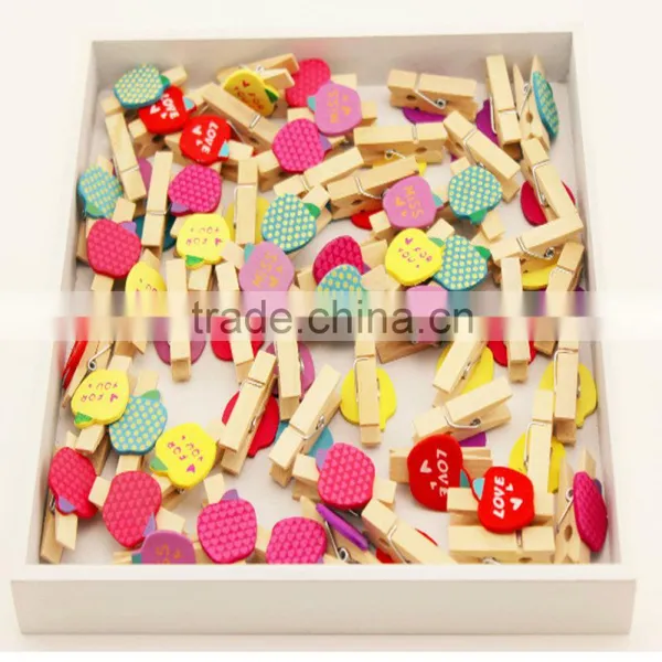 Apple Shape Wooden Clip With Decoration Wooden Door Hangers photo-3