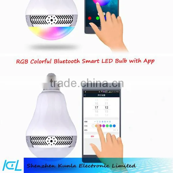 Smart RGB LED Bulb Color Changing Music Bluetooth Speaker With Remote Controled By App photo-3