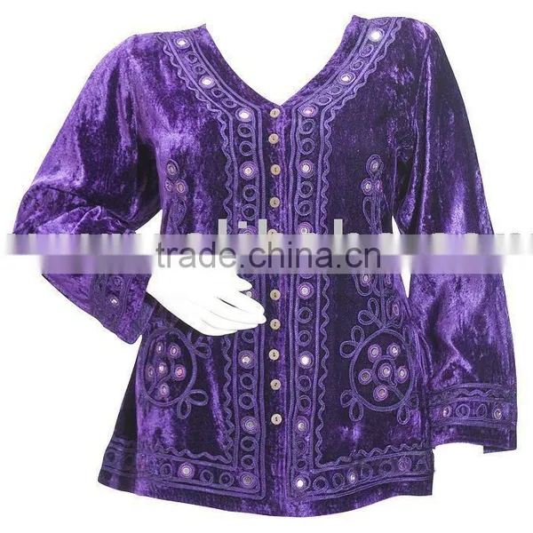 Gothic Embroidery Velvet Vintage Ladies~Woman~Girls Top~Blouse~Jacket~Coat