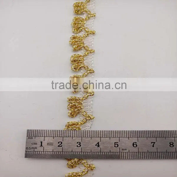 DIY Sewing Garment Soft Flower Metallic Gold Lurex Braid Nylon Lace Trims photo-2