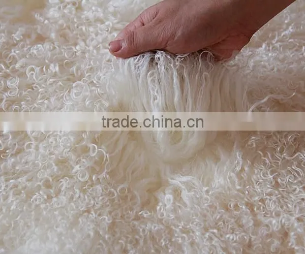 White Color Mongolian Sheep Fur Skin / Long Haired Sheep Fur Skin Quality Choice photo-5