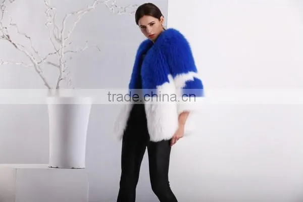 Blue and White Wholesale Price Fox Fur Coat for Women Winter photo-3