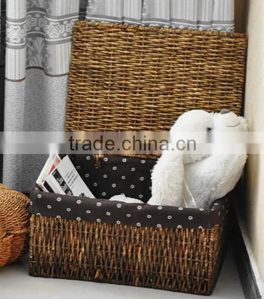 Eco-friendly Home Used Hotel Used Sundries Storage Hand Woven Baskets of Corn Husk With Cover photo-5