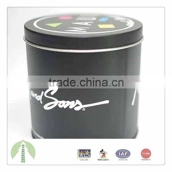 Round Shape Tin Box 9.52*9.80cm Black Tin Can photo-5