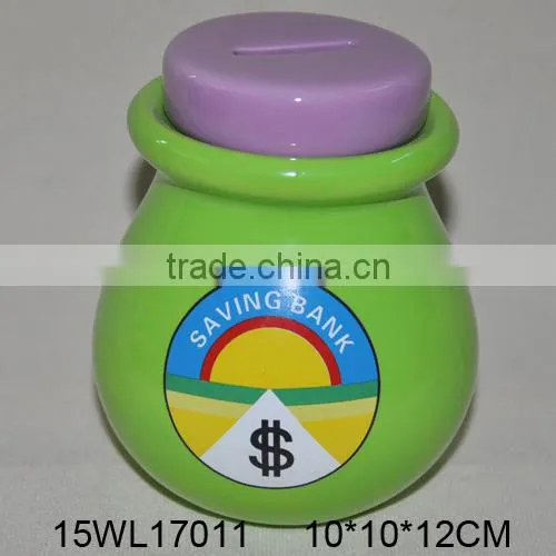 Unique Design Ceramic Coin Bank / Money Bank With Zebra-stripe Painting photo-2